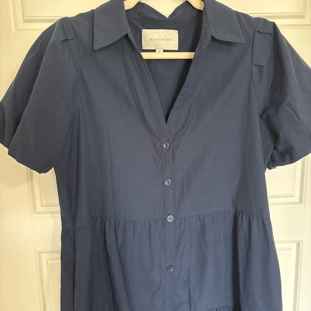 Brochu Walker The Havana Mini Dress Navy women’s size medium puff sleeve - Picture 5 of 8